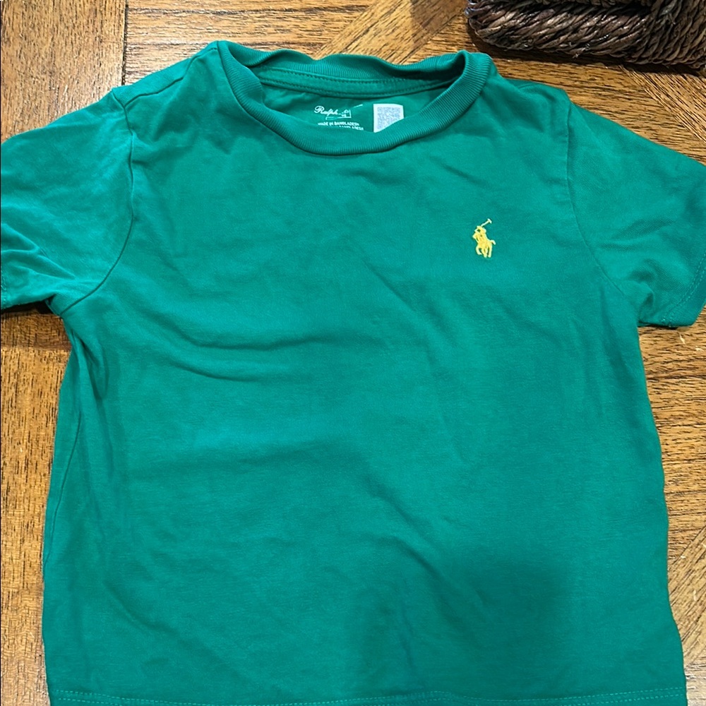 Ralph Lauren Green Short Sleeve Tee with Yellow Logo